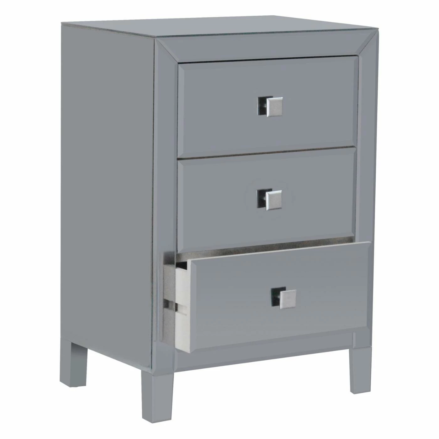 Promo 👏 Fully Assembled Accent Cabinets & Decorative Chests Gallerie Decor Reflections Mirrored 3 Drawer Cabinet 🛒 - Image 4