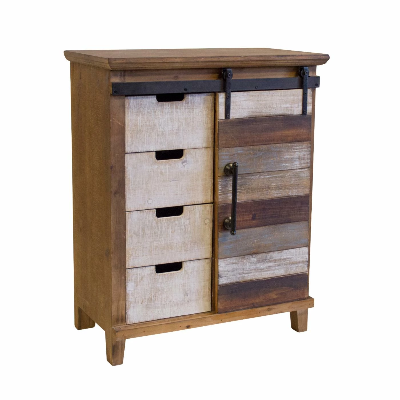 Best Pirce 𧨠Wood Accent Cabinets & Decorative Chests OS Home And Office Furniture Home Rustic Farm House, Antique Barn Door, Multi Color Wood Pantry With Four Drawers And Two Shelves π€© - Image 3
