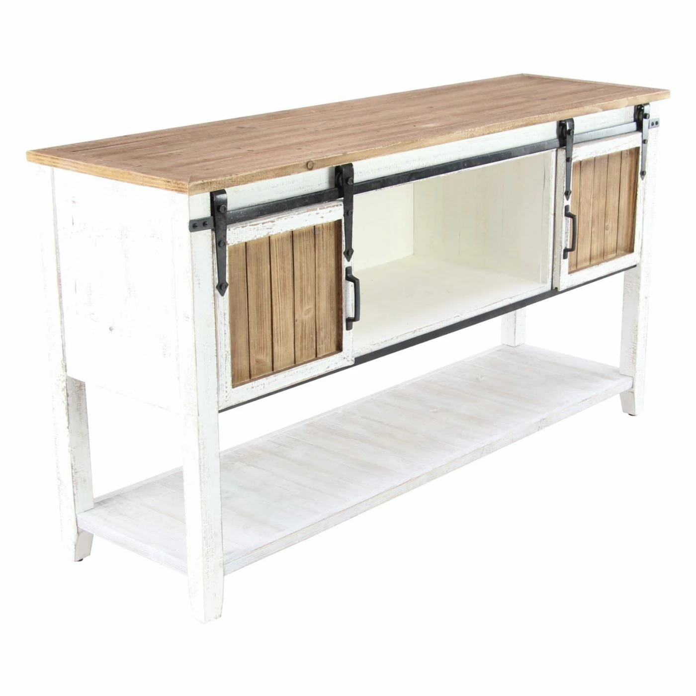 Flash Sale π Fully Assembled Accent Cabinets & Decorative Chests DecMode Traditional Louvered And Slatted Wood And Iron Console Cabinet π― - Image 4