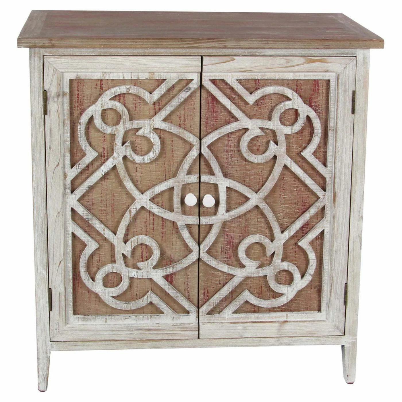 Budget ✔️ Fully Assembled Accent Cabinets & Decorative Chests DecMode Lattice Farmhouse 2 Door Decorative Chest ⌛ - Image 4