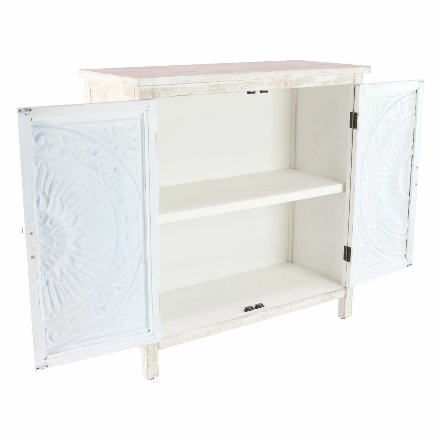 Coupon ๐ Fully Assembled Accent Cabinets & Decorative Chests DecMode Traditional Carved Design 2 Door Wooden Cabinet โ๏ธ - Image 4