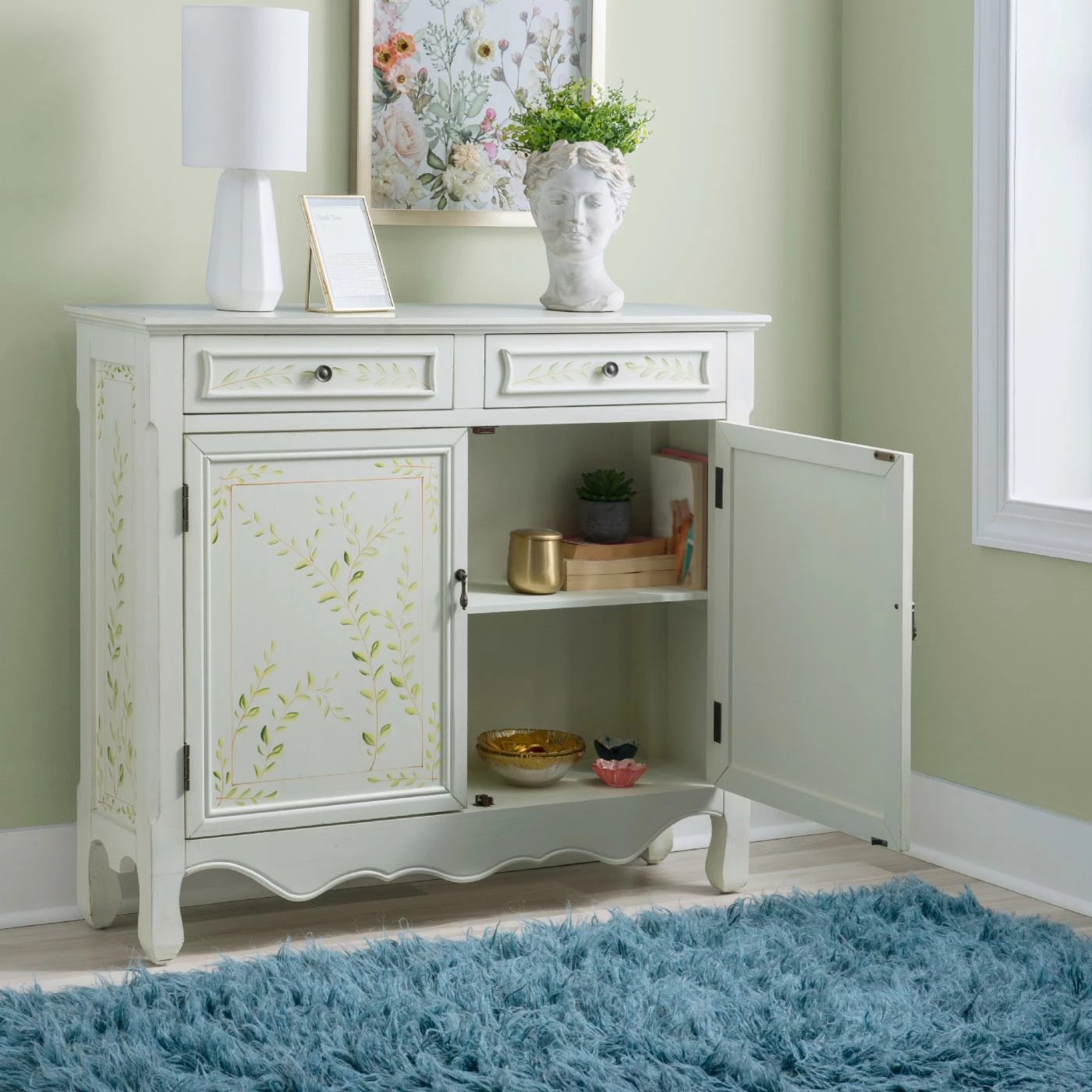 Best Sale 🎉 Fully Assembled Accent Cabinets & Decorative Chests Powell Hand Painted 2 Door Console - White ⌛ - Image 6