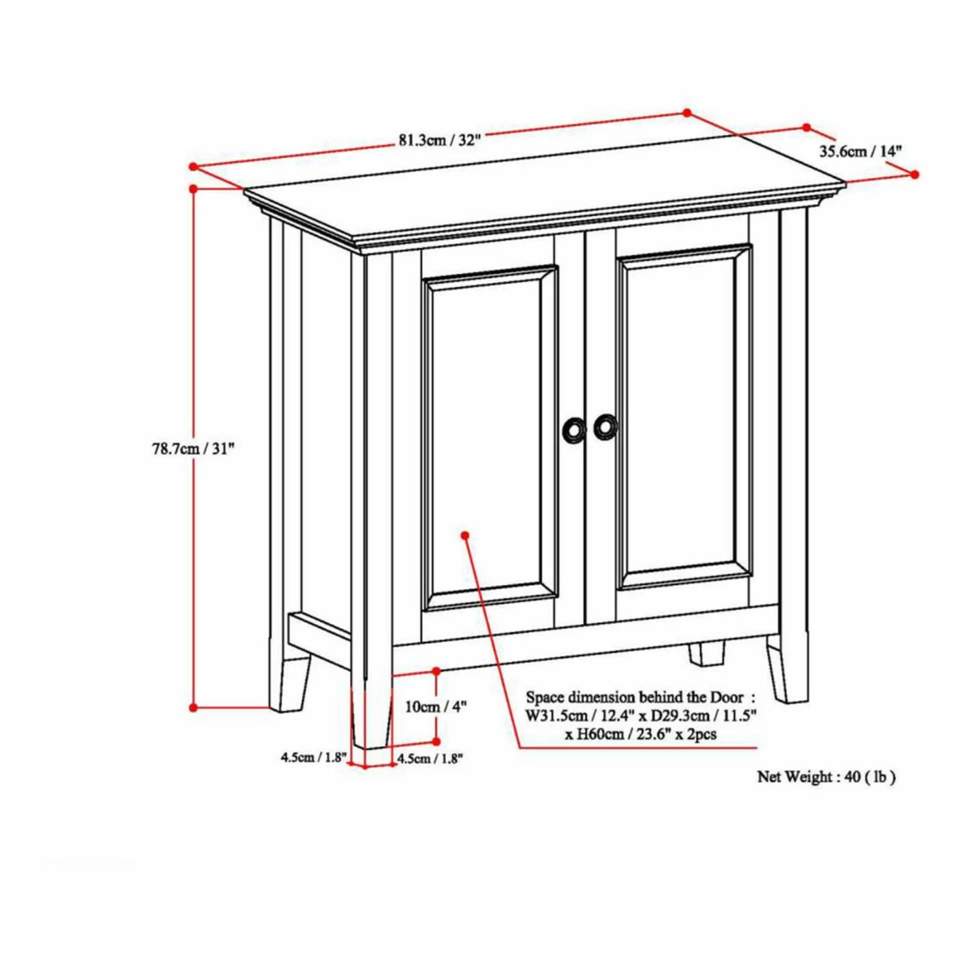 Cheapest 👍 Brooklyn & Max Assembly Required Accent Cabinets & Decorative Chests Brooklyn + Max Washington Pine Wood 2 Door Storage Cabinet 😀 - Image 6
