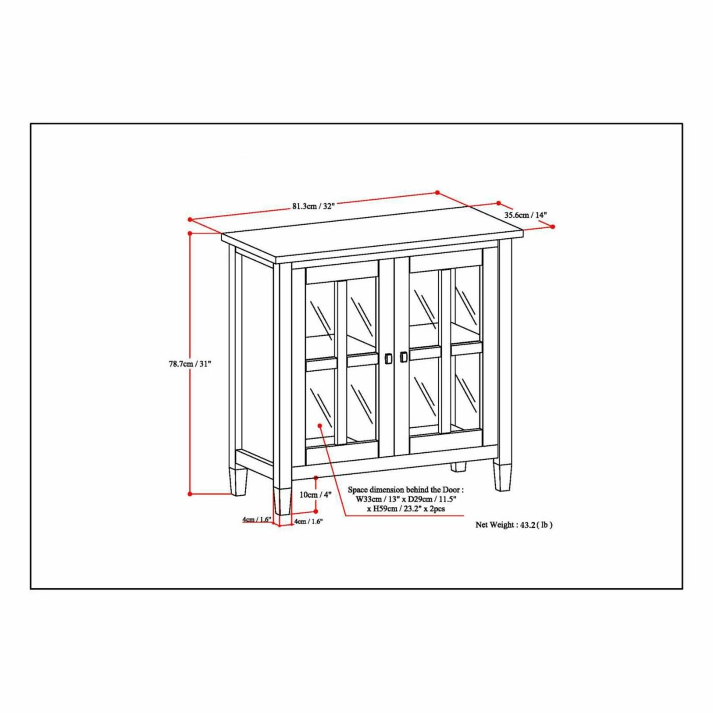 Best Sale 🔔 Assembly Required Accent Cabinets & Decorative Chests HN Home Murray Coastal Pine Wood Glass Door Storage Cabinet 🤩 - Image 6