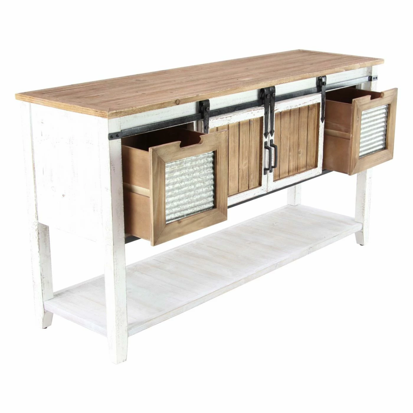 Flash Sale π Fully Assembled Accent Cabinets & Decorative Chests DecMode Traditional Louvered And Slatted Wood And Iron Console Cabinet π― - Image 6