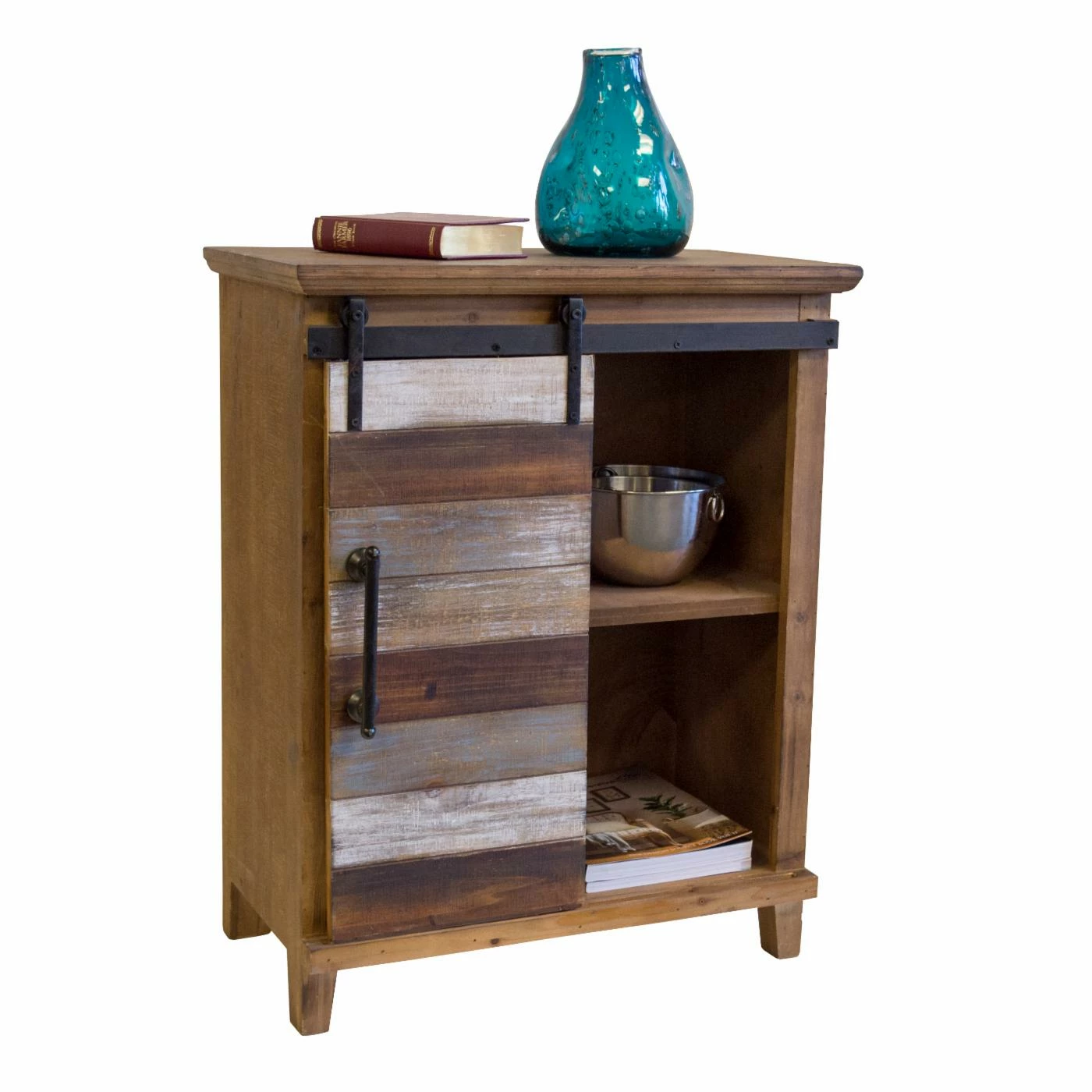 Best Pirce 𧨠Wood Accent Cabinets & Decorative Chests OS Home And Office Furniture Home Rustic Farm House, Antique Barn Door, Multi Color Wood Pantry With Four Drawers And Two Shelves π€© - Image 7