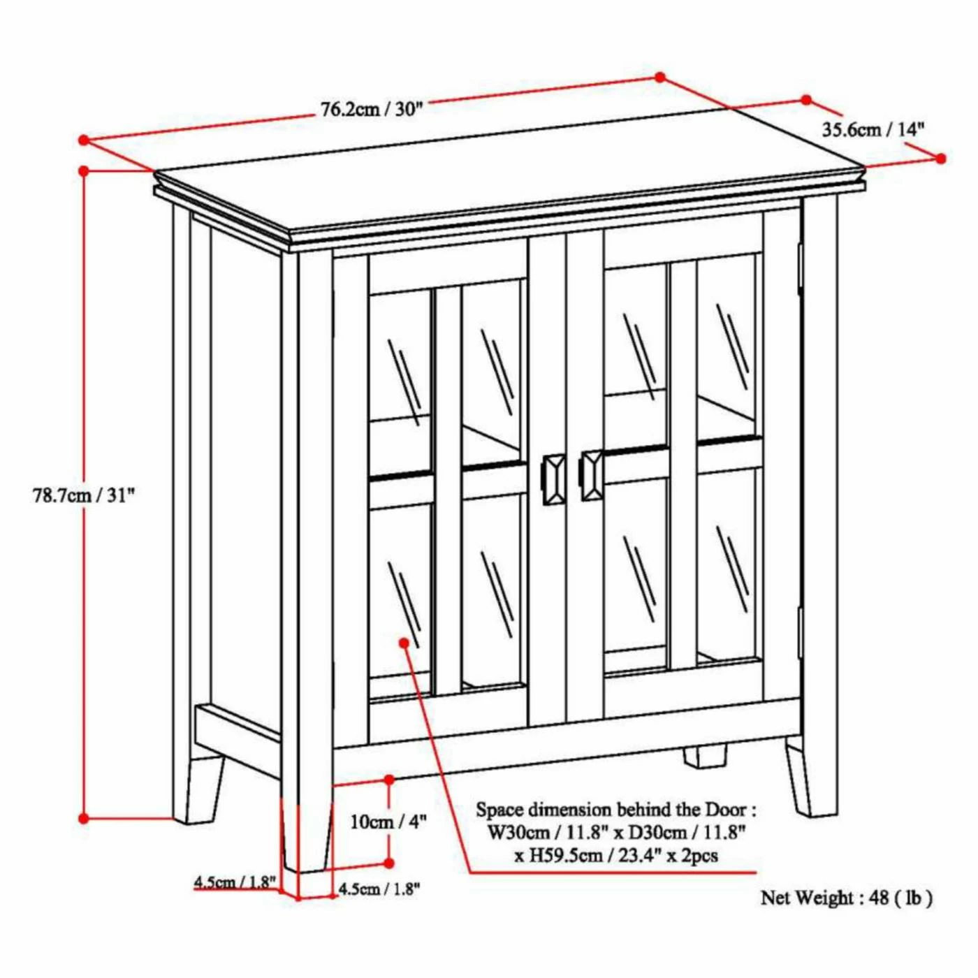 Discount โญ Brooklyn & Max Assembly Required Accent Cabinets & Decorative Chests Brooklyn + Max Holden Pine Wood Glass Door 30 In. Storage Cabinet ๐ - Image 9