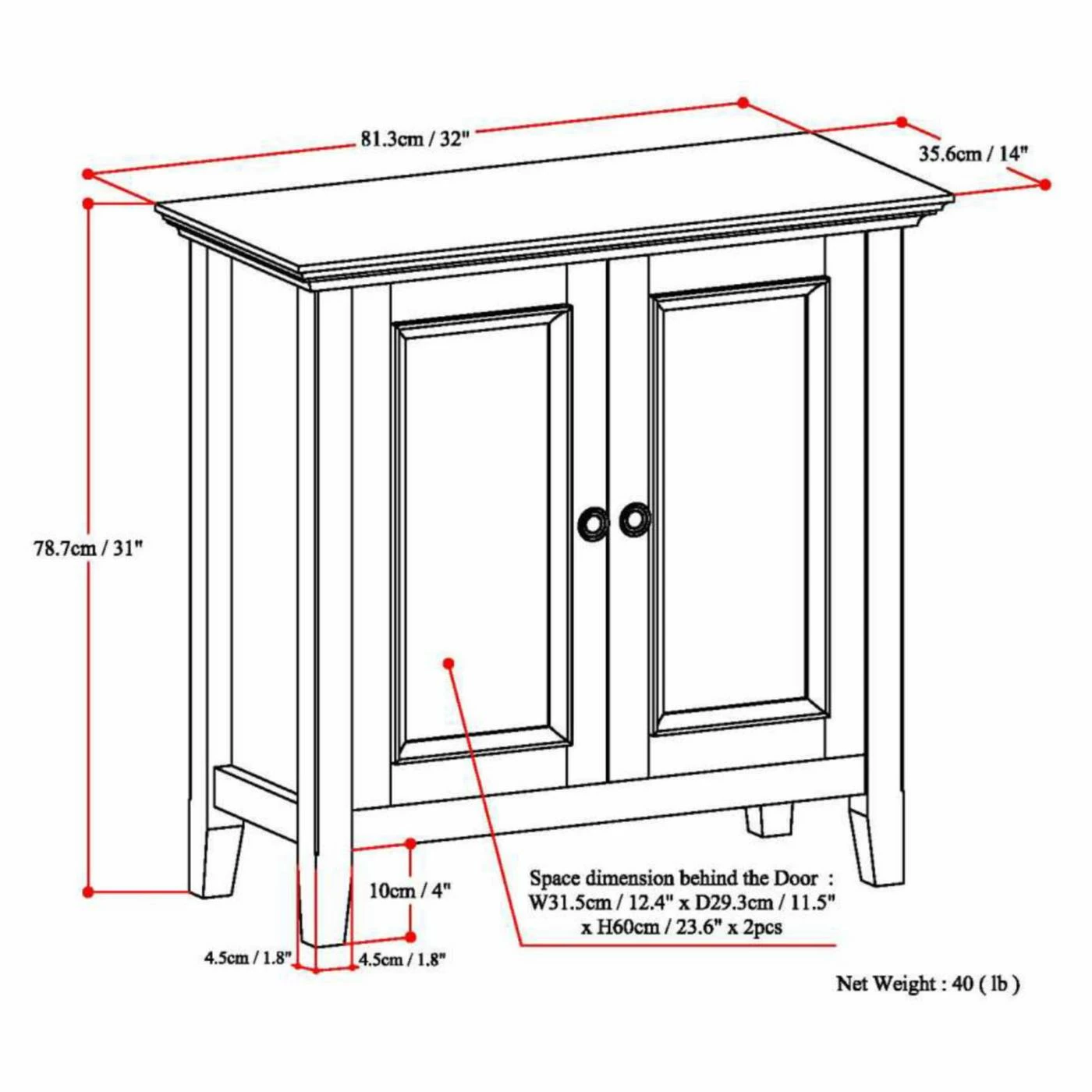 Cheapest 👍 Brooklyn & Max Assembly Required Accent Cabinets & Decorative Chests Brooklyn + Max Washington Pine Wood 2 Door Storage Cabinet 😀 - Image 7