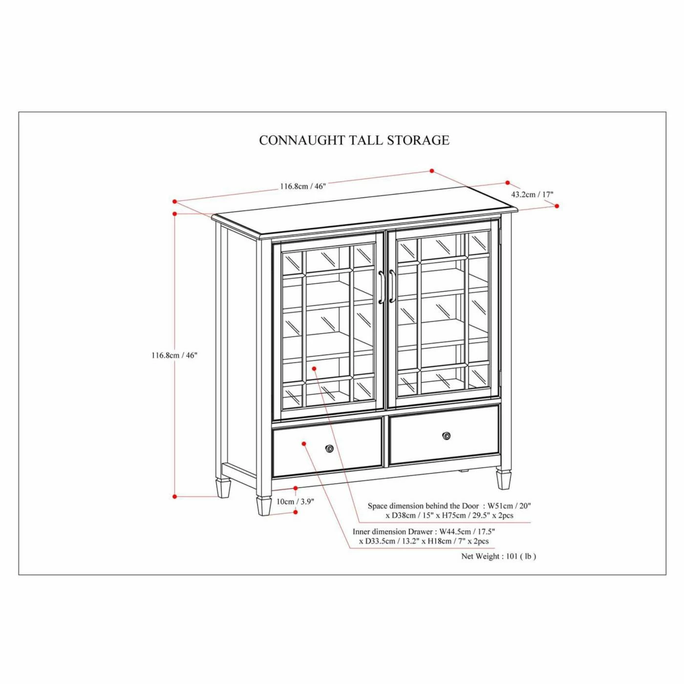 Buy π Brooklyn & Max Assembly Required Accent Cabinets & Decorative Chests Brooklyn + Max Somerset Pine Wood Glass Door Storage Cabinet With 2 Drawers π - Image 8