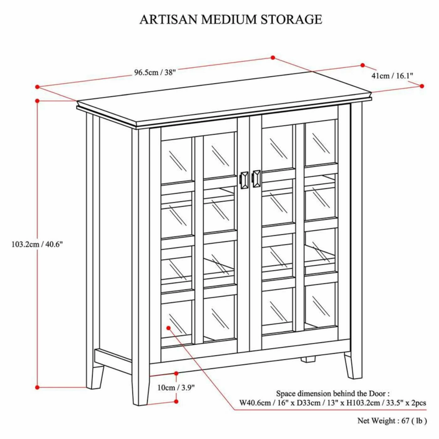 Best Sale π Brooklyn & Max Assembly Required Accent Cabinets & Decorative Chests Brooklyn + Max Holden Pine Wood Glass Door Storage Cabinet 𧨠- Image 6