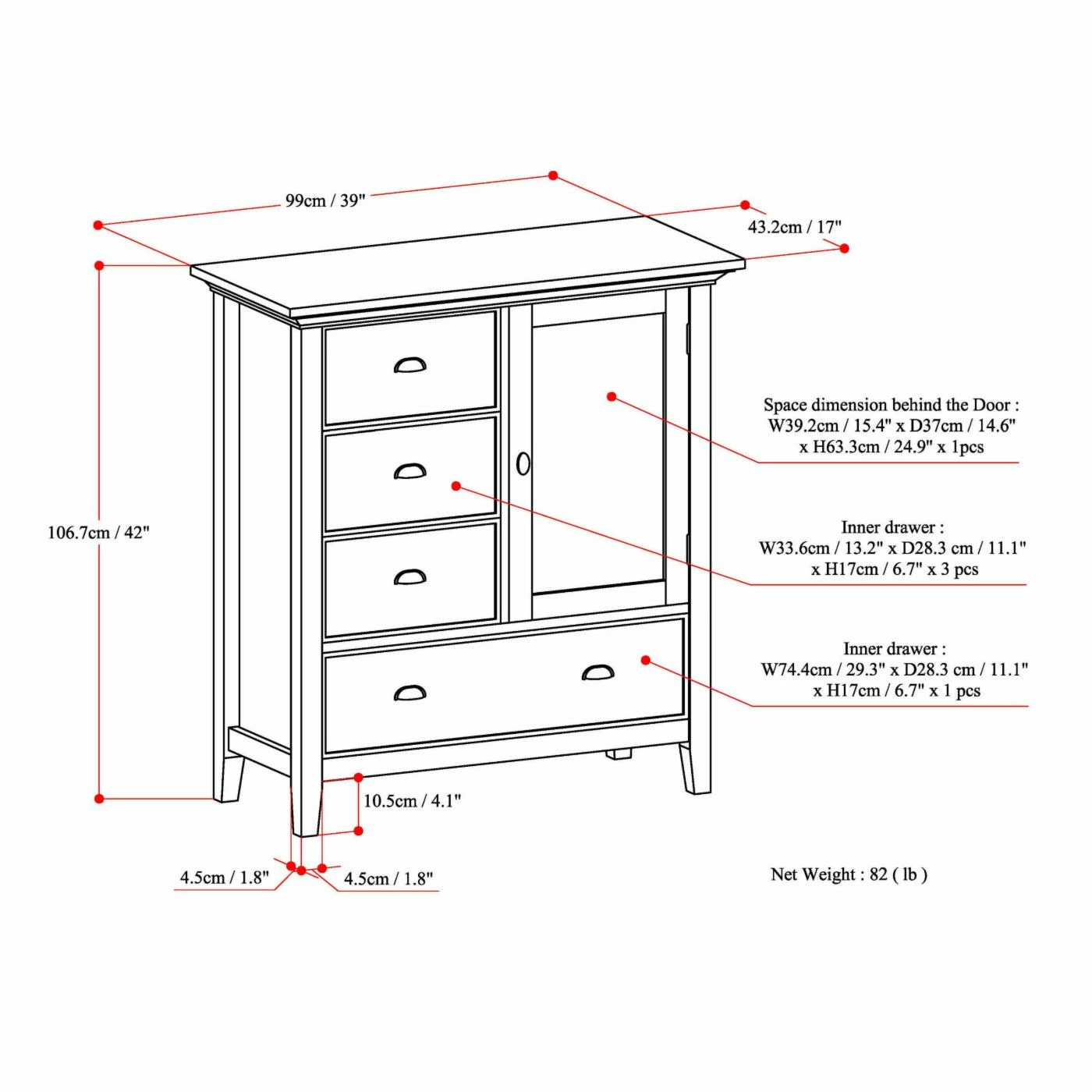 Brand new ๐ Brooklyn & Max Wood Accent Cabinets & Decorative Chests Brooklyn & Max Stanwick 4 Drawer 1 Door Accent Cabinet ๐ - Image 10