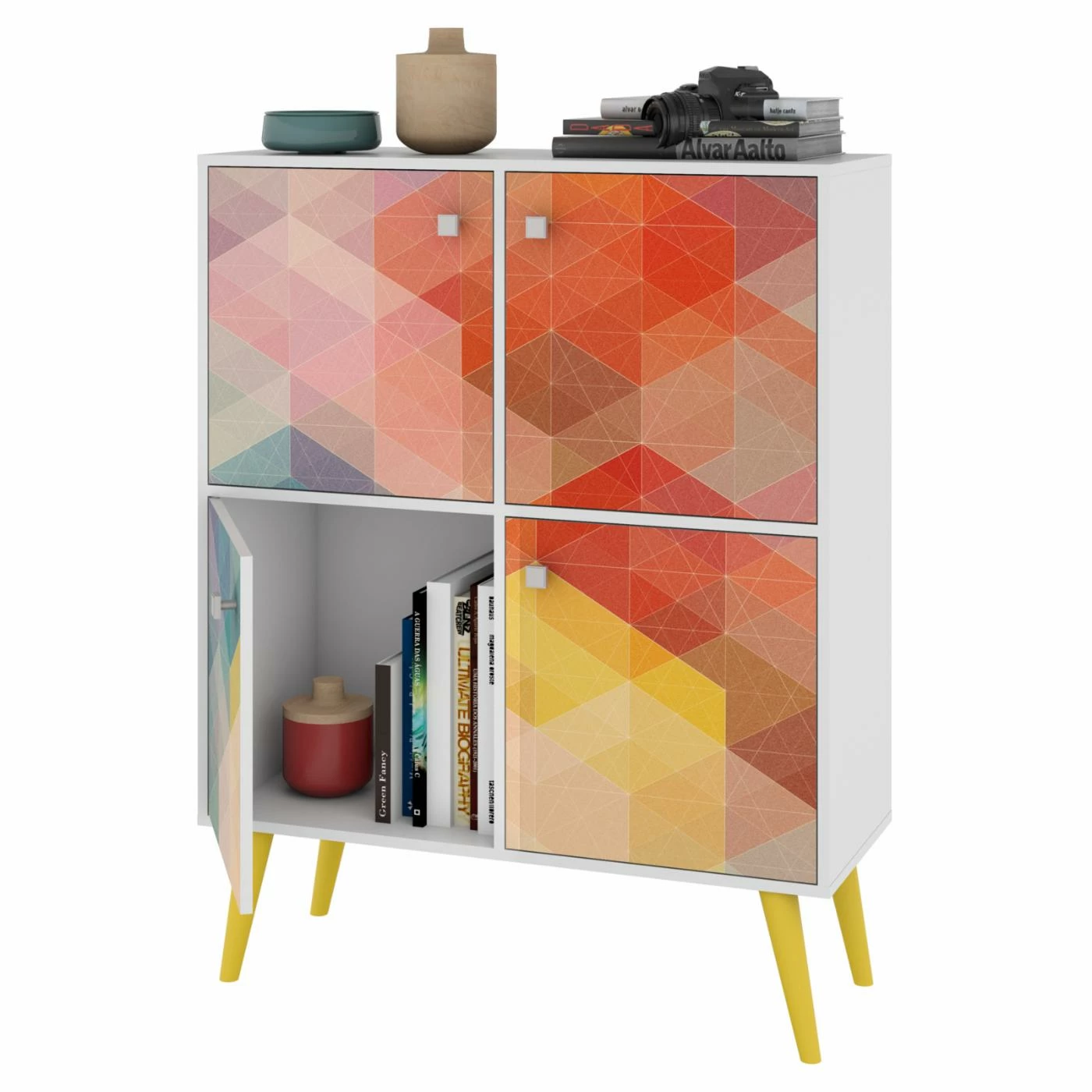 Outlet 👏 Assembly Required Accent Cabinets & Decorative Chests Manhattan Comfort Avesta Funky Colorful Double Cabinet 😉 - Image 3