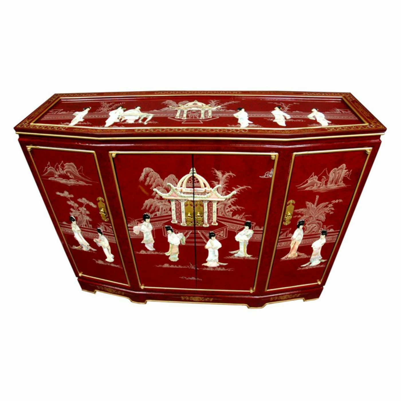 Flash Sale ⌛ Fully Assembled Accent Cabinets & Decorative Chests Oriental Furniture Red Slant Front Cabinet ⌛ - Image 3