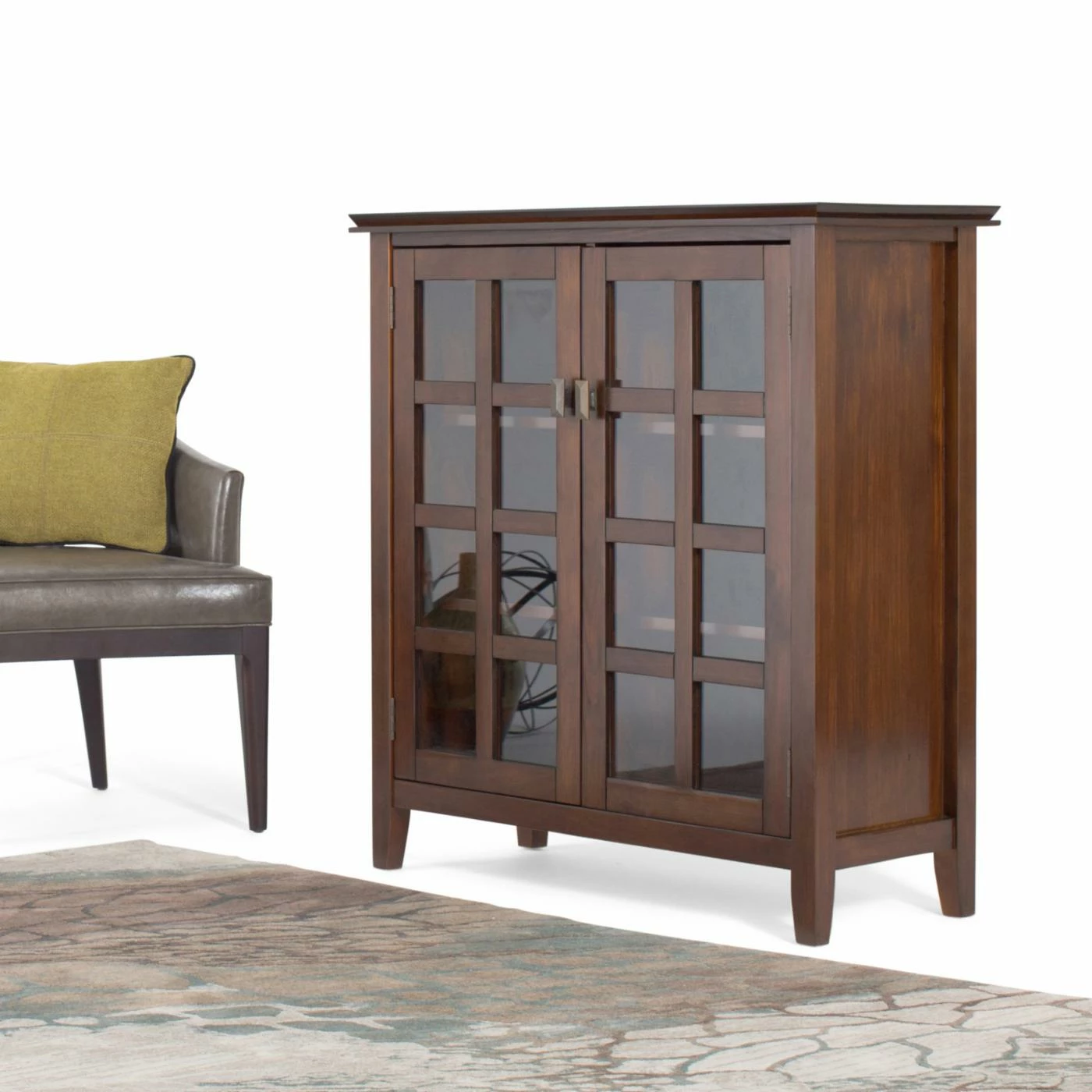 Discount โญ Brooklyn & Max Assembly Required Accent Cabinets & Decorative Chests Brooklyn + Max Holden Pine Wood Glass Door 30 In. Storage Cabinet ๐ - Image 3