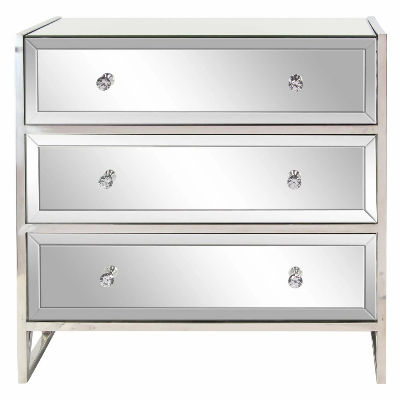 Flash Sale β Fully Assembled Accent Cabinets & Decorative Chests DecMode Modern Wood And Stainless Steel 3 Drawer Mirrored Decorative Chest π - Image 3