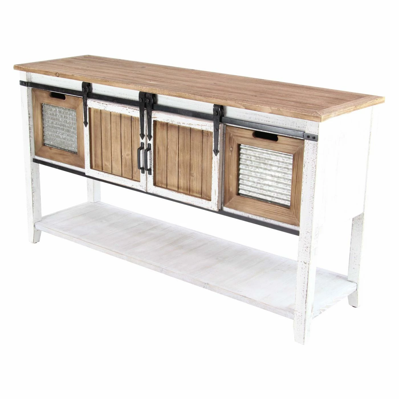 Flash Sale π Fully Assembled Accent Cabinets & Decorative Chests DecMode Traditional Louvered And Slatted Wood And Iron Console Cabinet π― - Image 3