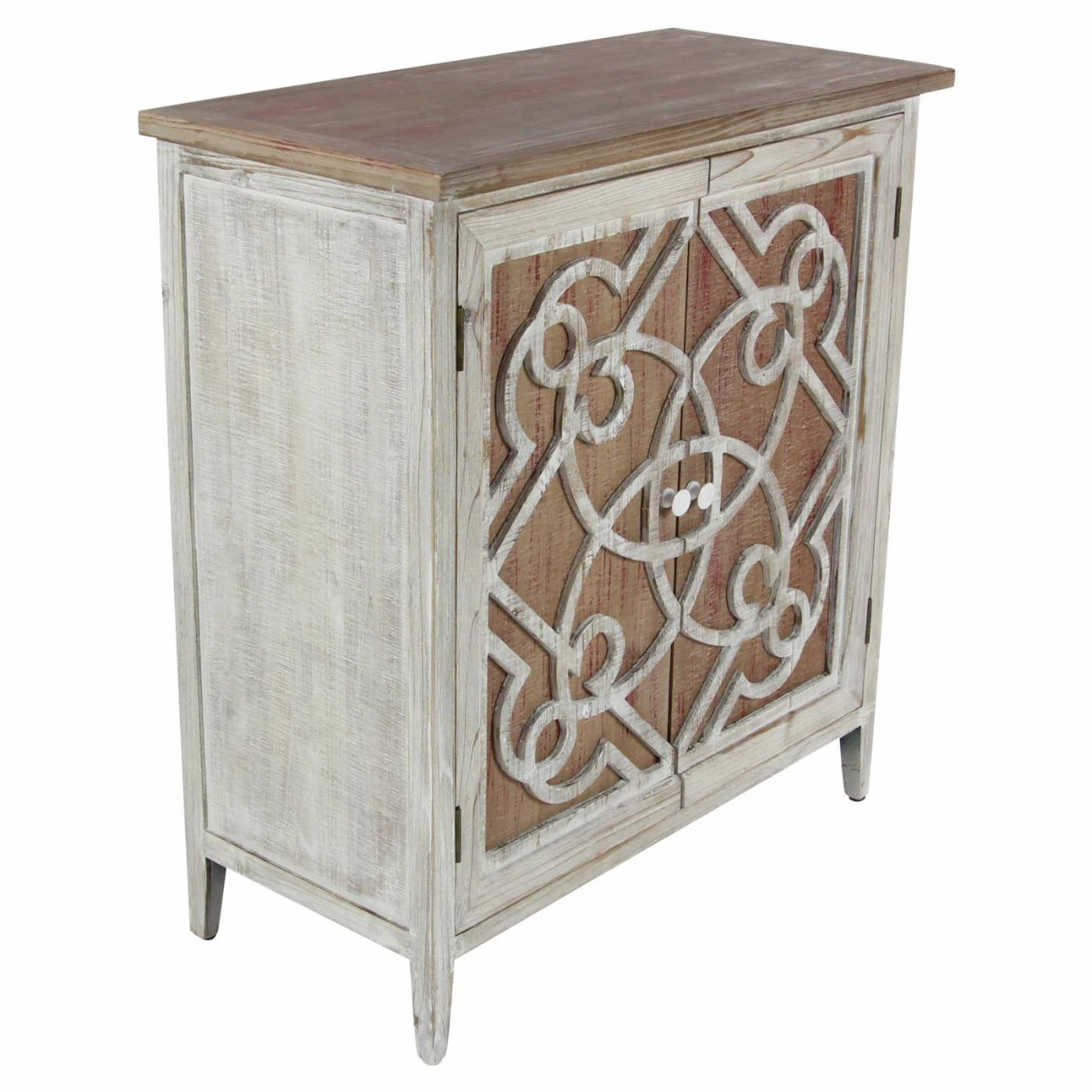 Budget ✔️ Fully Assembled Accent Cabinets & Decorative Chests DecMode Lattice Farmhouse 2 Door Decorative Chest ⌛ - Image 3