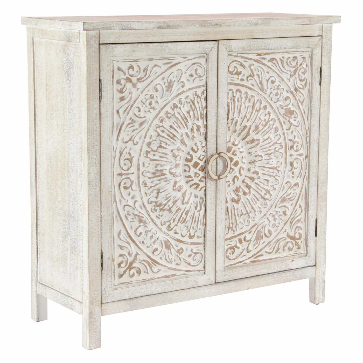 Coupon ๐ Fully Assembled Accent Cabinets & Decorative Chests DecMode Traditional Carved Design 2 Door Wooden Cabinet โ๏ธ - Image 3