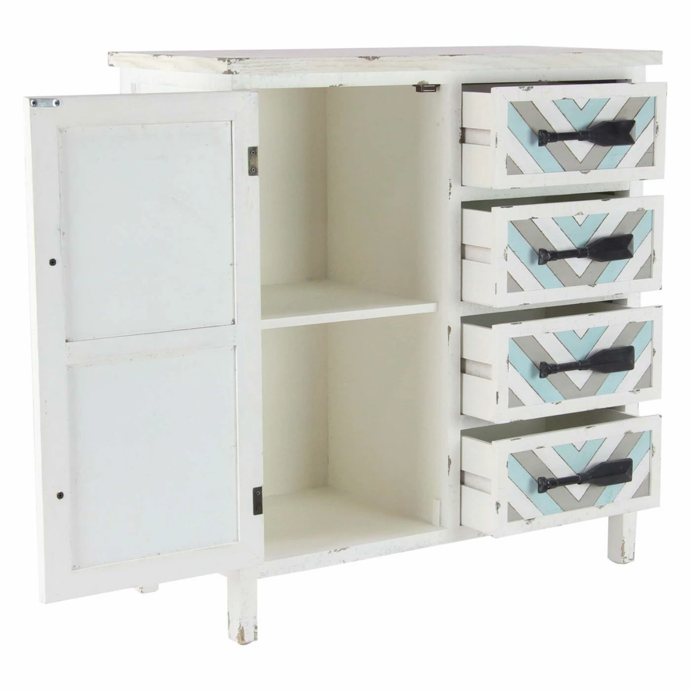 Flash Sale ✨ Fully Assembled Accent Cabinets & Decorative Chests DecMode Coastal Wooden Chest With Oar Handles ⌛ - Image 3