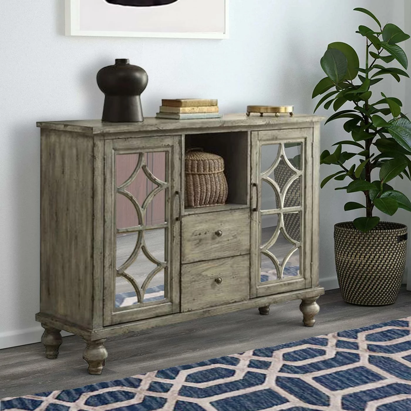 Hot Sale β¨ Assembly Required Accent Cabinets & Decorative Chests Benzara Console Table With 2 Doors And 2 Drawers π - Image 2