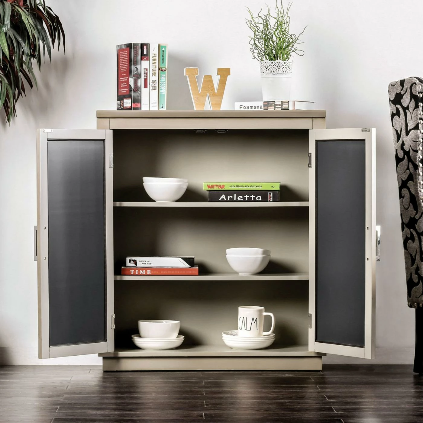 Cheap ๐ Assembly Required Accent Cabinets & Decorative Chests Furniture Of America Eradynne Contemporary Style Double Door Hallway Cabinet ๐ - Image 2