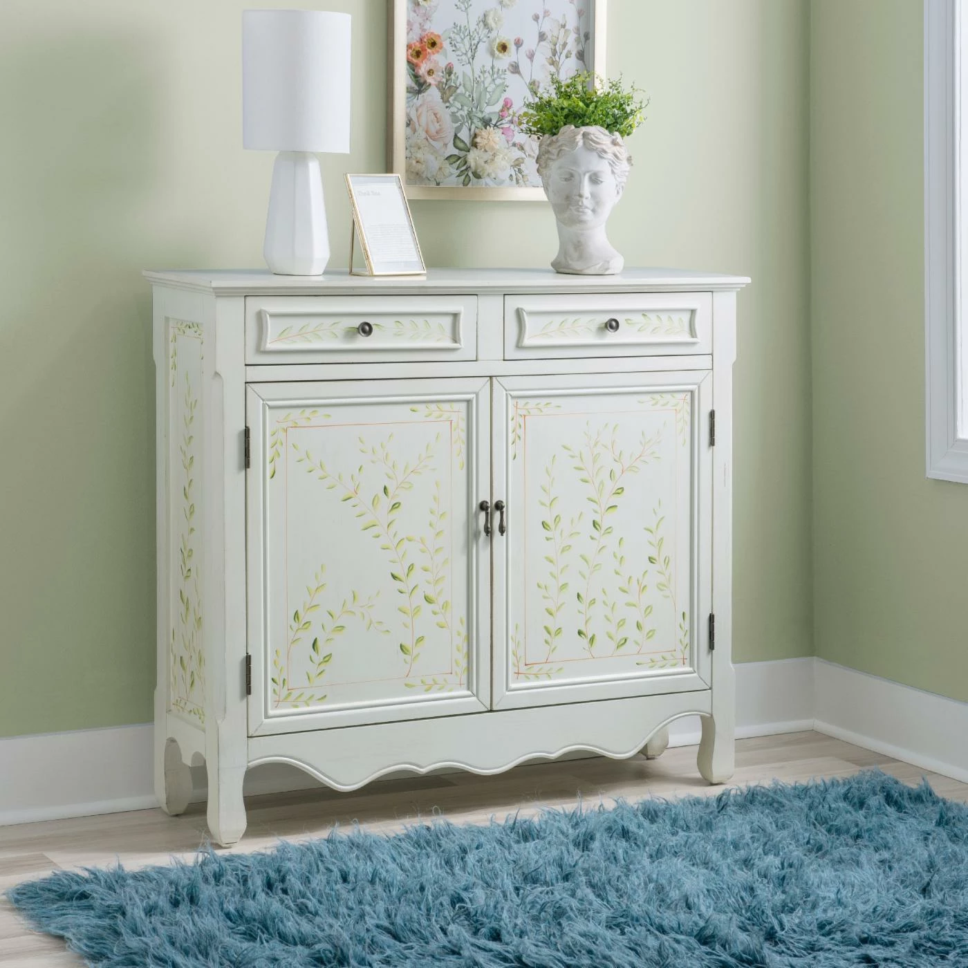 Best Sale 🎉 Fully Assembled Accent Cabinets & Decorative Chests Powell Hand Painted 2 Door Console - White ⌛ - Image 2