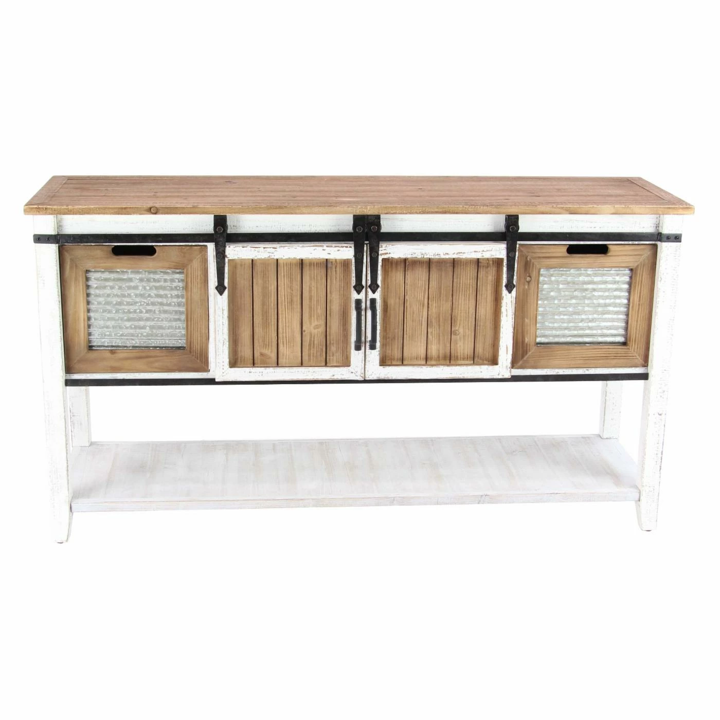 Flash Sale π Fully Assembled Accent Cabinets & Decorative Chests DecMode Traditional Louvered And Slatted Wood And Iron Console Cabinet π― - Image 2