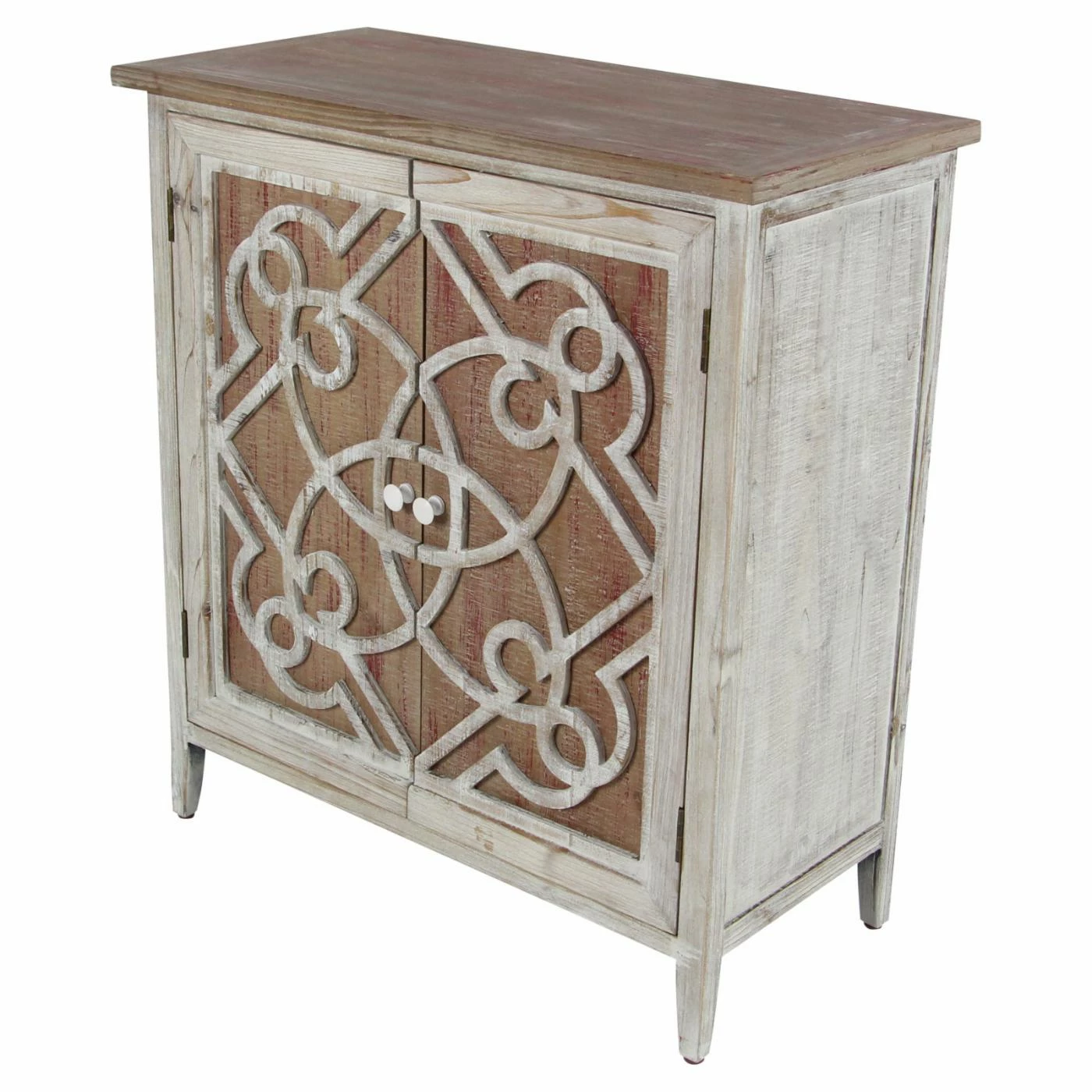 Budget ✔️ Fully Assembled Accent Cabinets & Decorative Chests DecMode Lattice Farmhouse 2 Door Decorative Chest ⌛ - Image 2