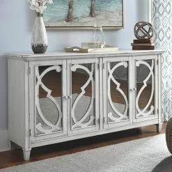 New 👍 Assembly Required Accent Cabinets & Decorative Chests Signature Design By Ashley Mirimyn 4 Mirrored Door Accent Cabinet 🧨