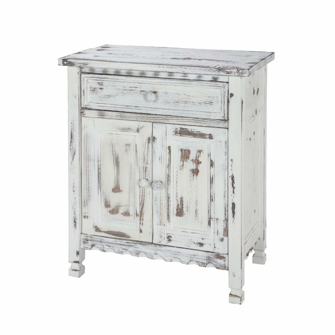 Budget π Wood Accent Cabinets & Decorative Chests Alaterre Furniture Country Cottage Accent Cabinet - White Antique Finish β