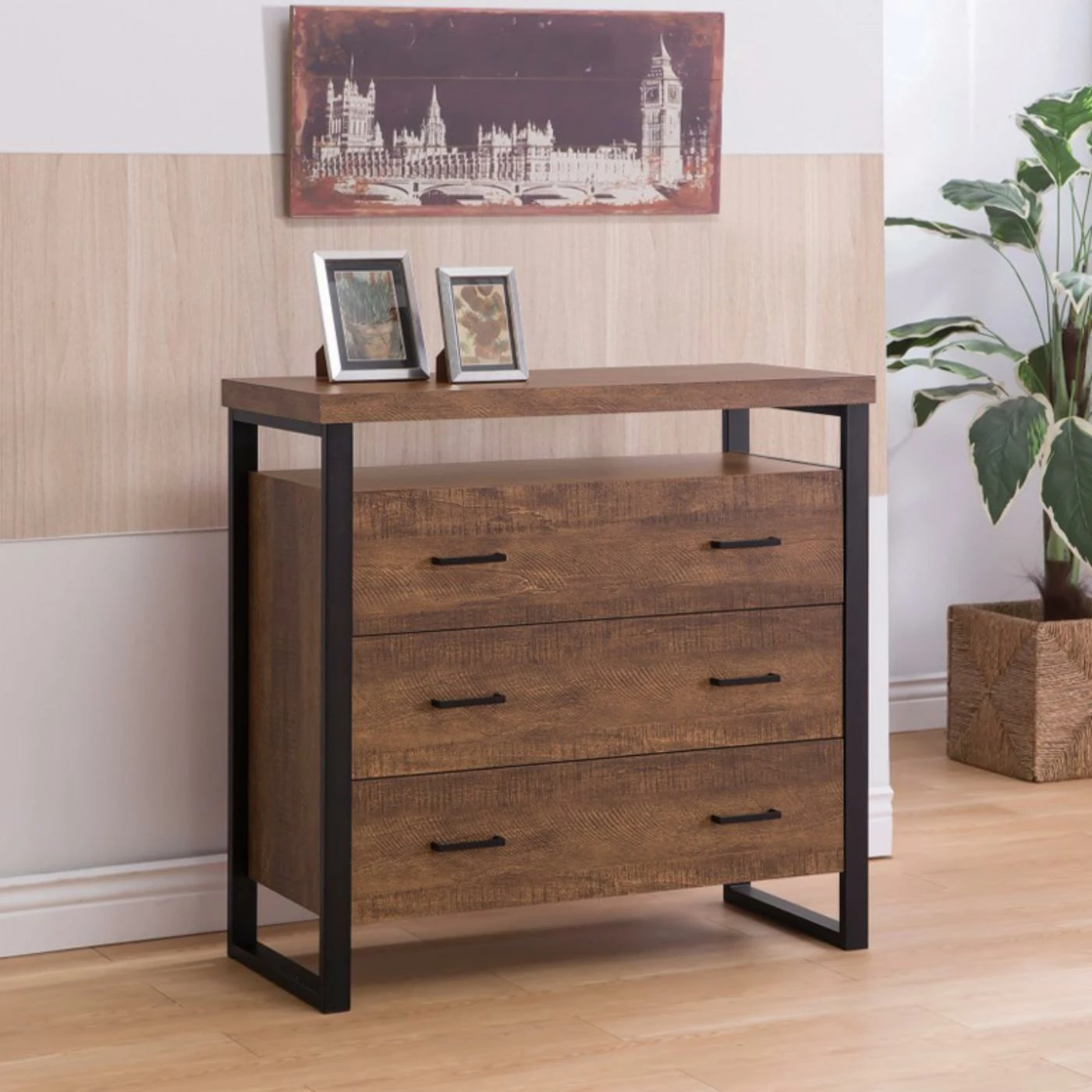 Deals π Assembly Required Accent Cabinets & Decorative Chests Benzara Rectangular Wooden 3-Drawer Accent Cabinet π