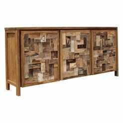 Cheapest ✔️ Fully Assembled Accent Cabinets & Decorative Chests Chic Teak Mozaik Recycled Teak 3 Door Chest ✔️