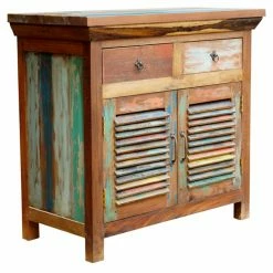Cheap ⭐ Fully Assembled Accent Cabinets & Decorative Chests Chic Teak Recycled Boat 2 Door 2 Drawer Chest 🔥