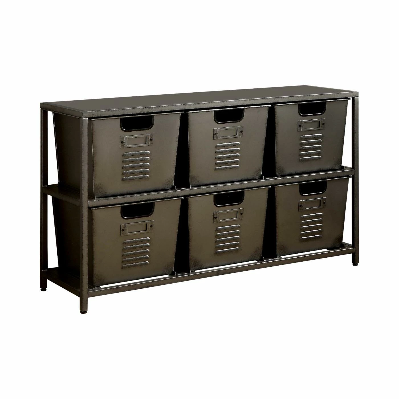 Best Sale 𧨠Assembly Required Accent Cabinets & Decorative Chests Furniture Of America Eldo Industrial Style 6 Bin Storage Case π€©