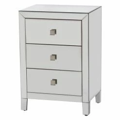 Promo 👏 Fully Assembled Accent Cabinets & Decorative Chests Gallerie Decor Reflections Mirrored 3 Drawer Cabinet 🛒
