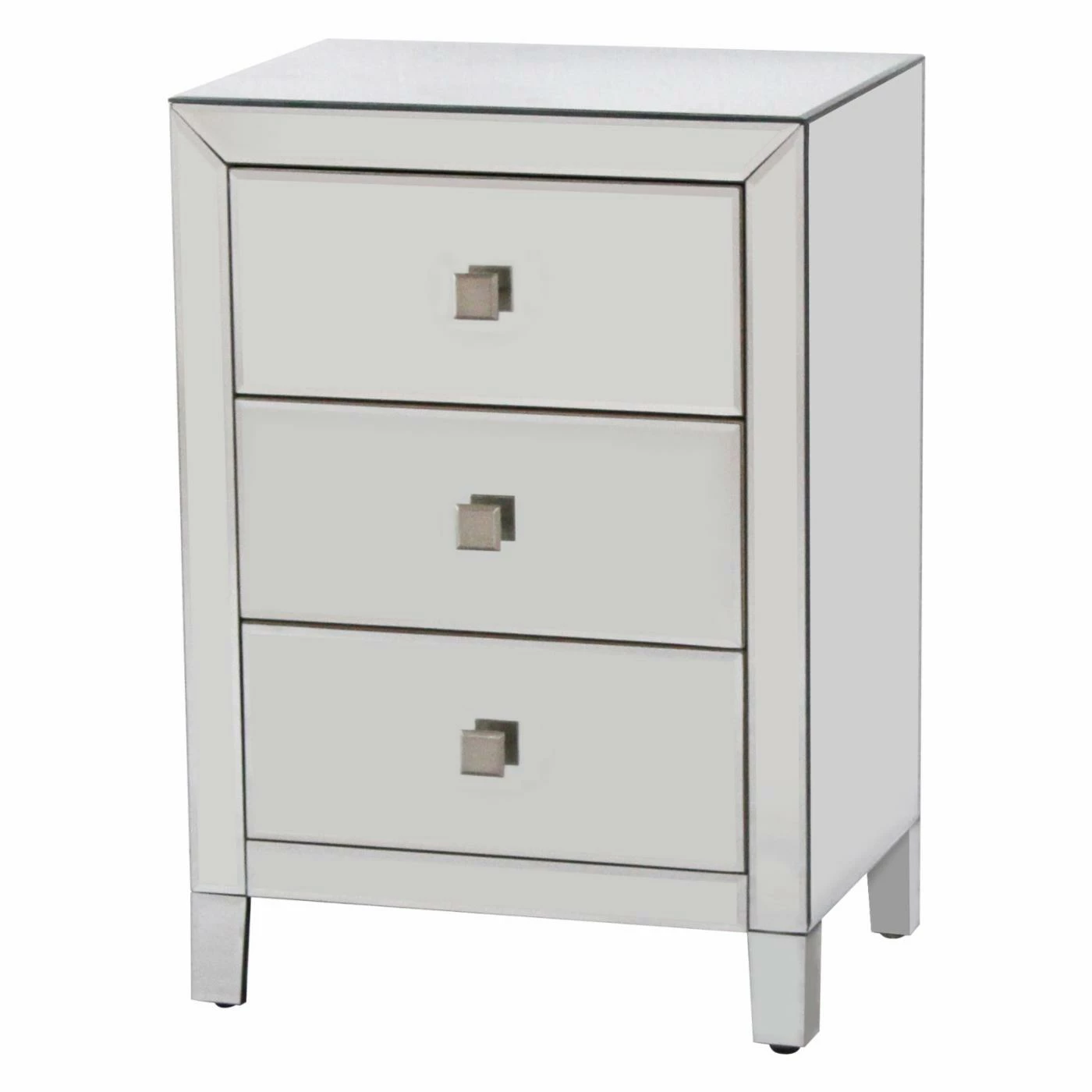 Promo 👏 Fully Assembled Accent Cabinets & Decorative Chests Gallerie Decor Reflections Mirrored 3 Drawer Cabinet 🛒