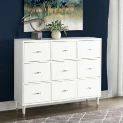 Best deal 🎁 Assembly Required Accent Cabinets & Decorative Chests HomeFare White 9 Drawer Accent Chest ✔️