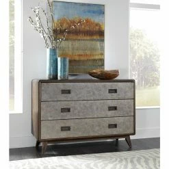 Discount 💯 Assembly Required Accent Cabinets & Decorative Chests HomeFare Metal Front Dark Oak 3 Drawer Chest ⌛