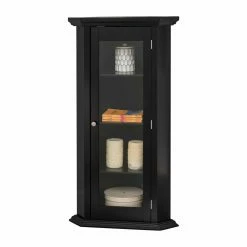 Budget 😀 K&B Furniture Assembly Required Accent Cabinets & Decorative Chests K&B Furniture Black 1 Door Corner Accent Cabinet 🤩