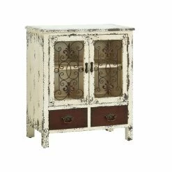 Cheap 😍 Linon Fully Assembled Accent Cabinets & Decorative Chests Powell Parcel 2 Drawer 2 Door Cabinet, Distressed White 👏