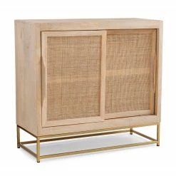 New 😀 Fully Assembled Accent Cabinets & Decorative Chests Powell Janie Rattan Cabinet - Natural And Gold 👍