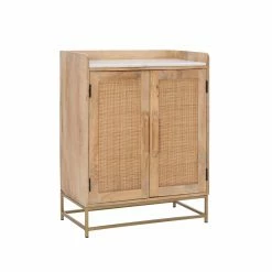 Best Pirce 🎉 Some Assembly Required Accent Cabinets & Decorative Chests Powell Janie Rattan Bar Cabinet - Natural With White Marble Top ⭐