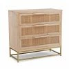 Deals 🔔 Fully Assembled Accent Cabinets & Decorative Chests Powell Janie 3 Drawer Rattan Cabinet - Natural And Gold 🌟