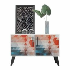 Promo 🔥 Assembly Required Accent Cabinets & Decorative Chests Manhattan Comfort Amsterdam Mid-Century/Modern Geometric 2 Door Accent Chest 👍