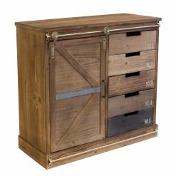 Coupon 🎉 Fully Assembled Accent Cabinets & Decorative Chests Os Home And Office Furniture Farm House, Antique Barn Door, Distressed Multi Color Wood Pantry With Five Drawers And Two Shelves 😍
