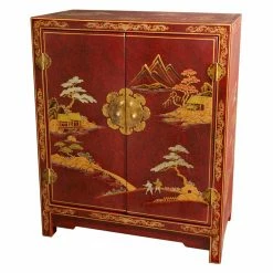 Flash Sale 😉 Fully Assembled Accent Cabinets & Decorative Chests Oriental Furniture Red Lacquer Cabinet 🎉