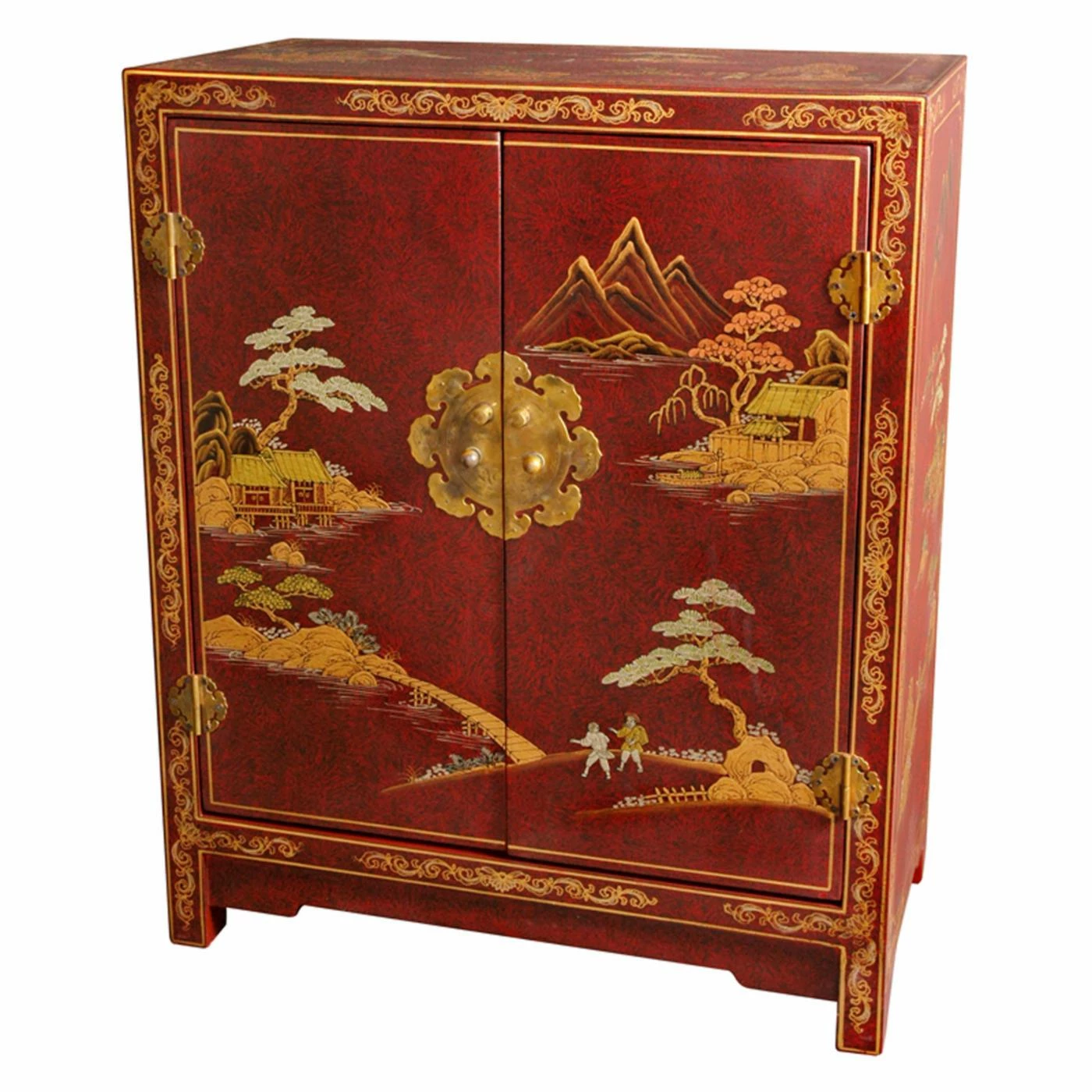 Flash Sale 😉 Fully Assembled Accent Cabinets & Decorative Chests Oriental Furniture Red Lacquer Cabinet 🎉
