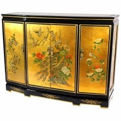 Outlet 😍 Fully Assembled Accent Cabinets & Decorative Chests Oriental Furniture Gold Leaf Slant Front Cabinet 👍