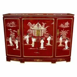 Flash Sale ⌛ Fully Assembled Accent Cabinets & Decorative Chests Oriental Furniture Red Slant Front Cabinet ⌛