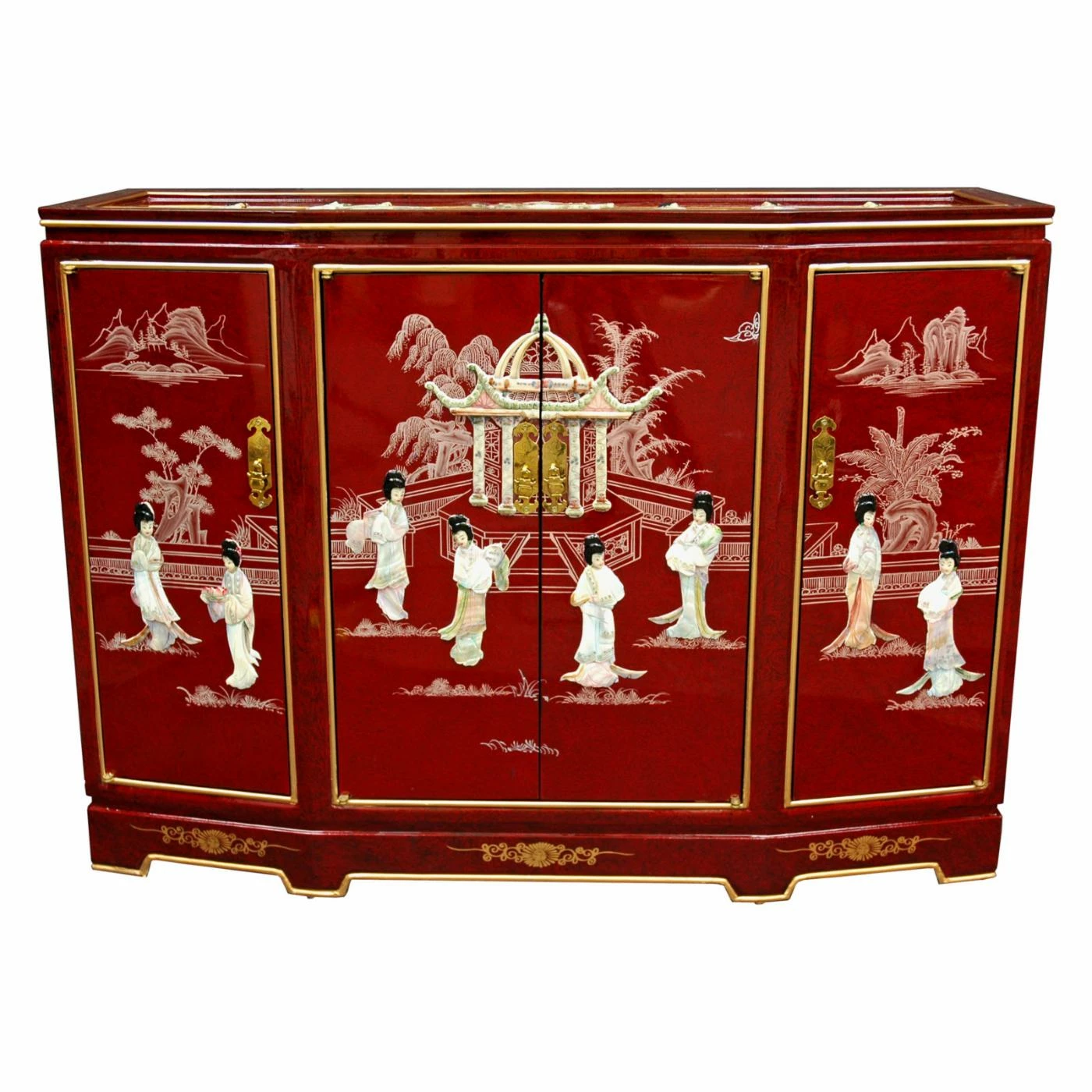 Flash Sale ⌛ Fully Assembled Accent Cabinets & Decorative Chests Oriental Furniture Red Slant Front Cabinet ⌛